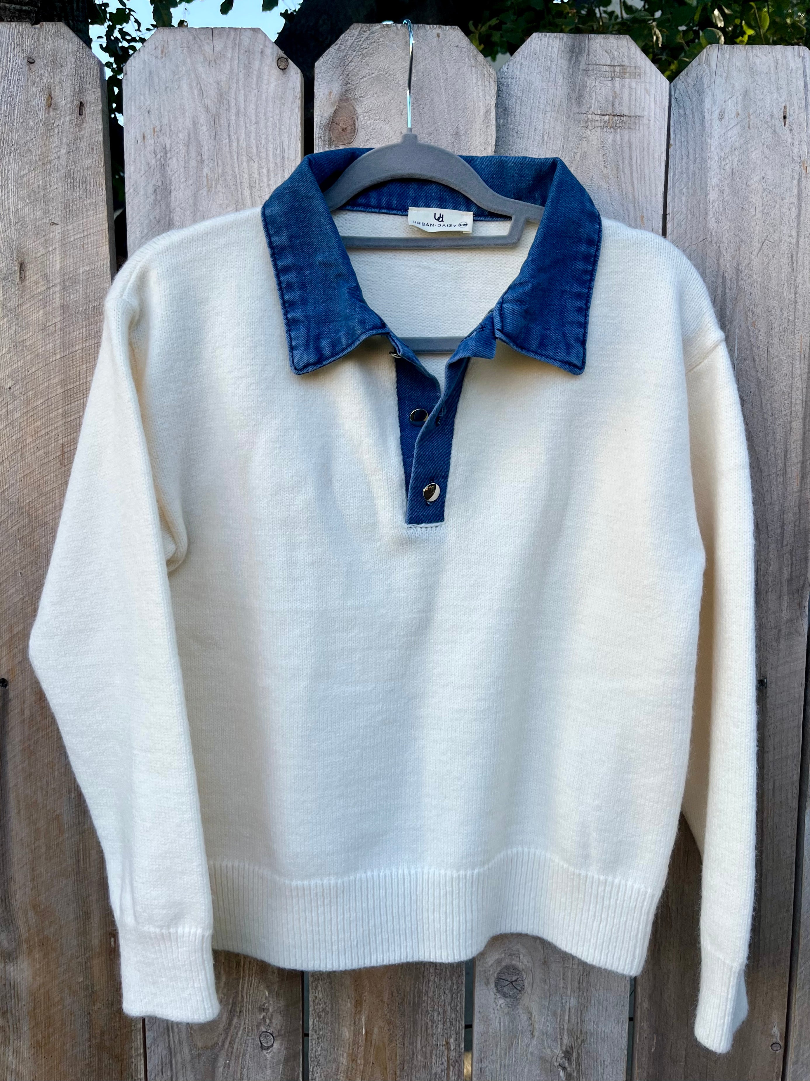 Denim Pop Sweater