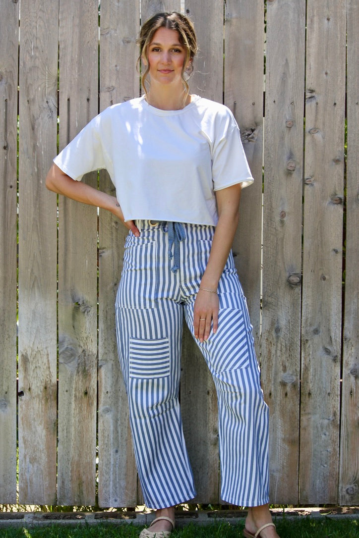 Railroad Stripe Utility Pant - Blue