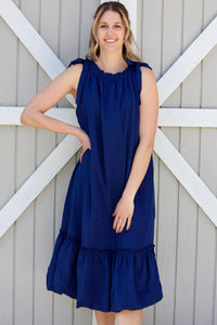 Bubble Up Dress - Navy Blue