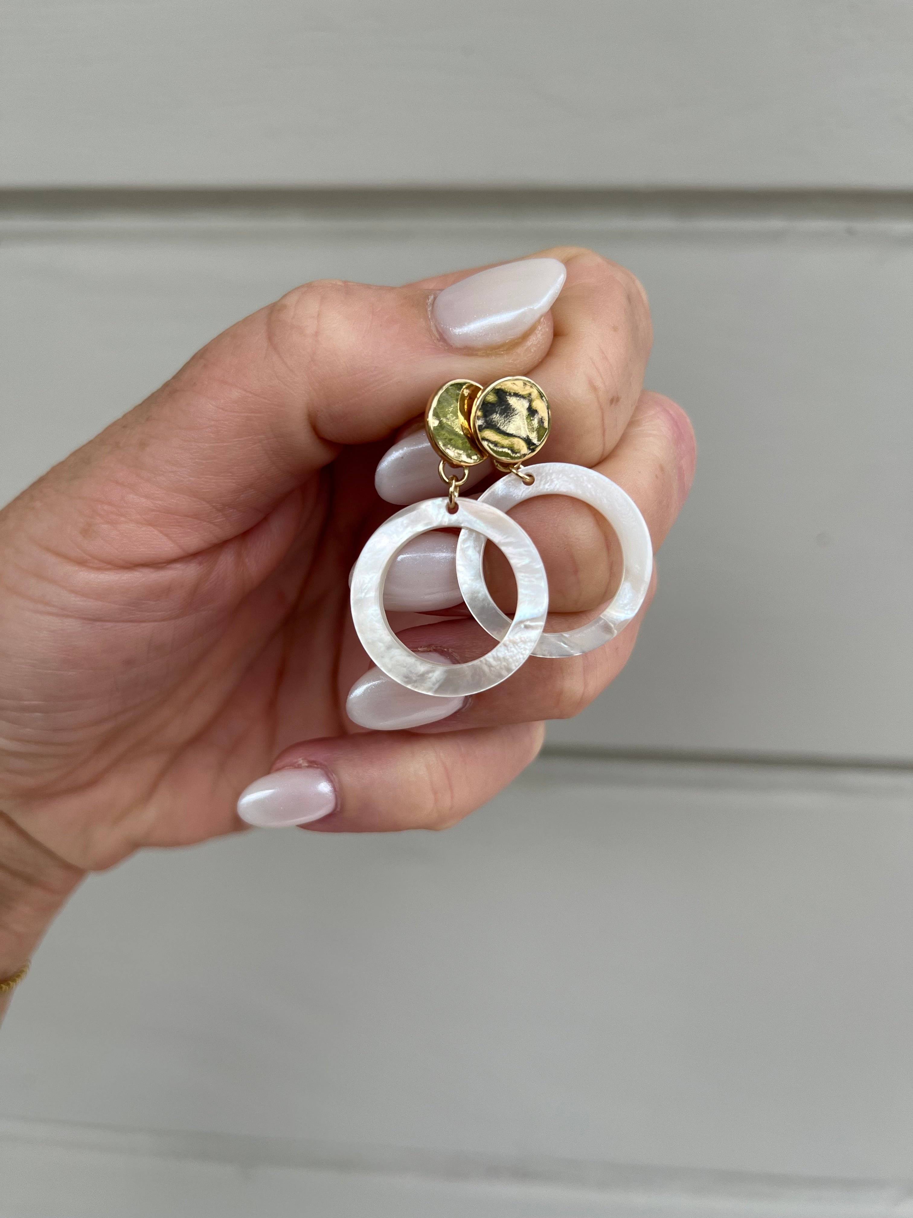 Mother of Pearl Ring Earrings