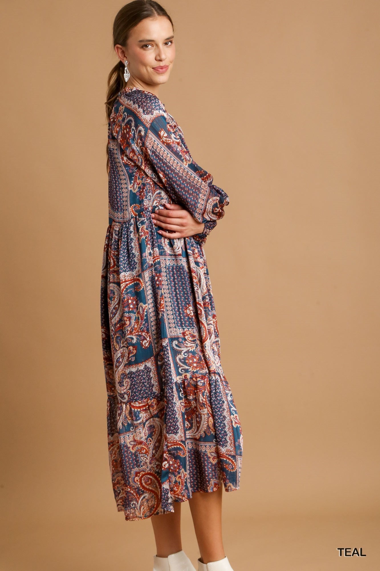 Metallic Paisley Maxi Dress