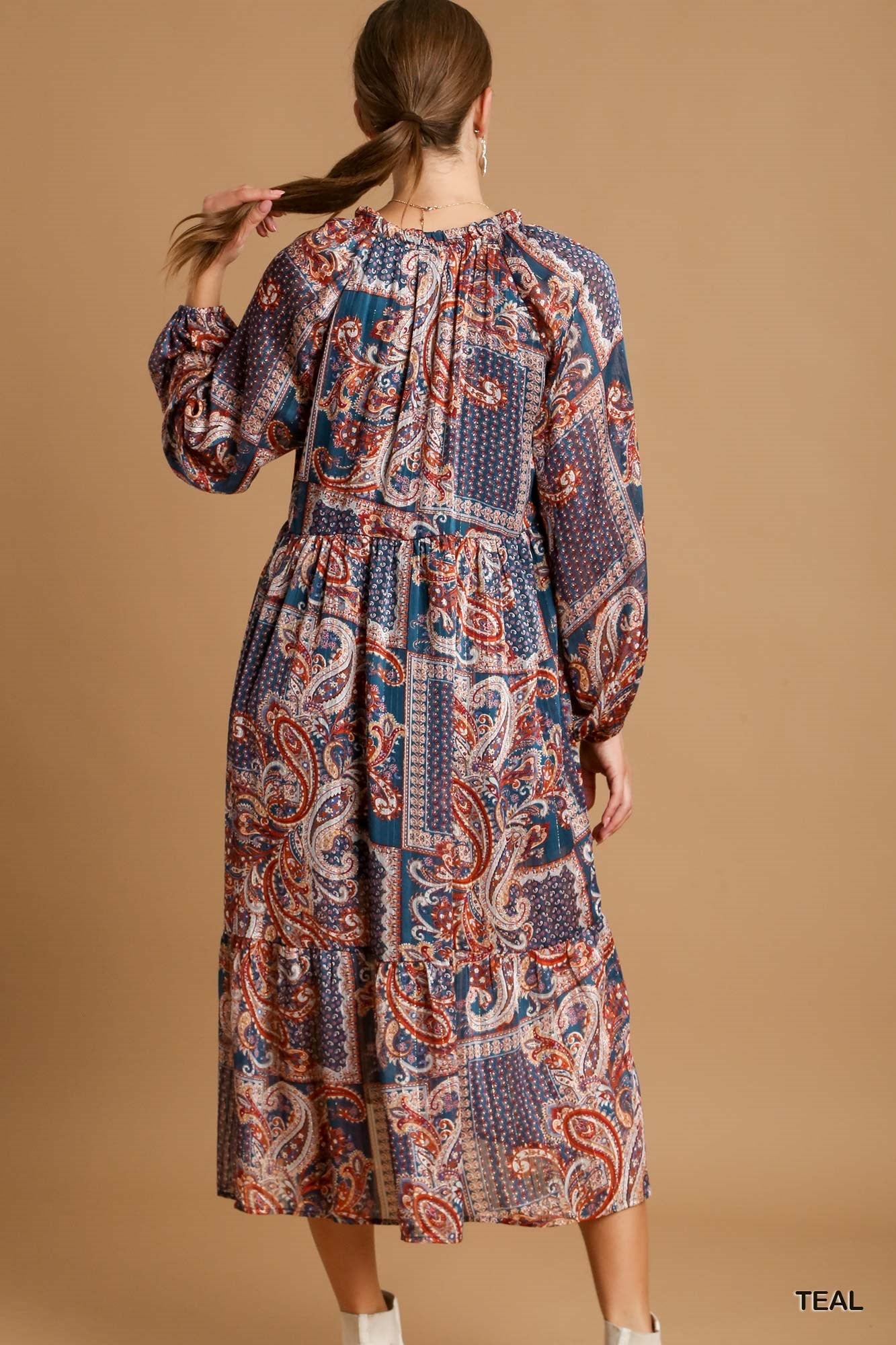 Metallic Paisley Maxi Dress