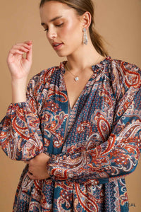Metallic Paisley Maxi Dress