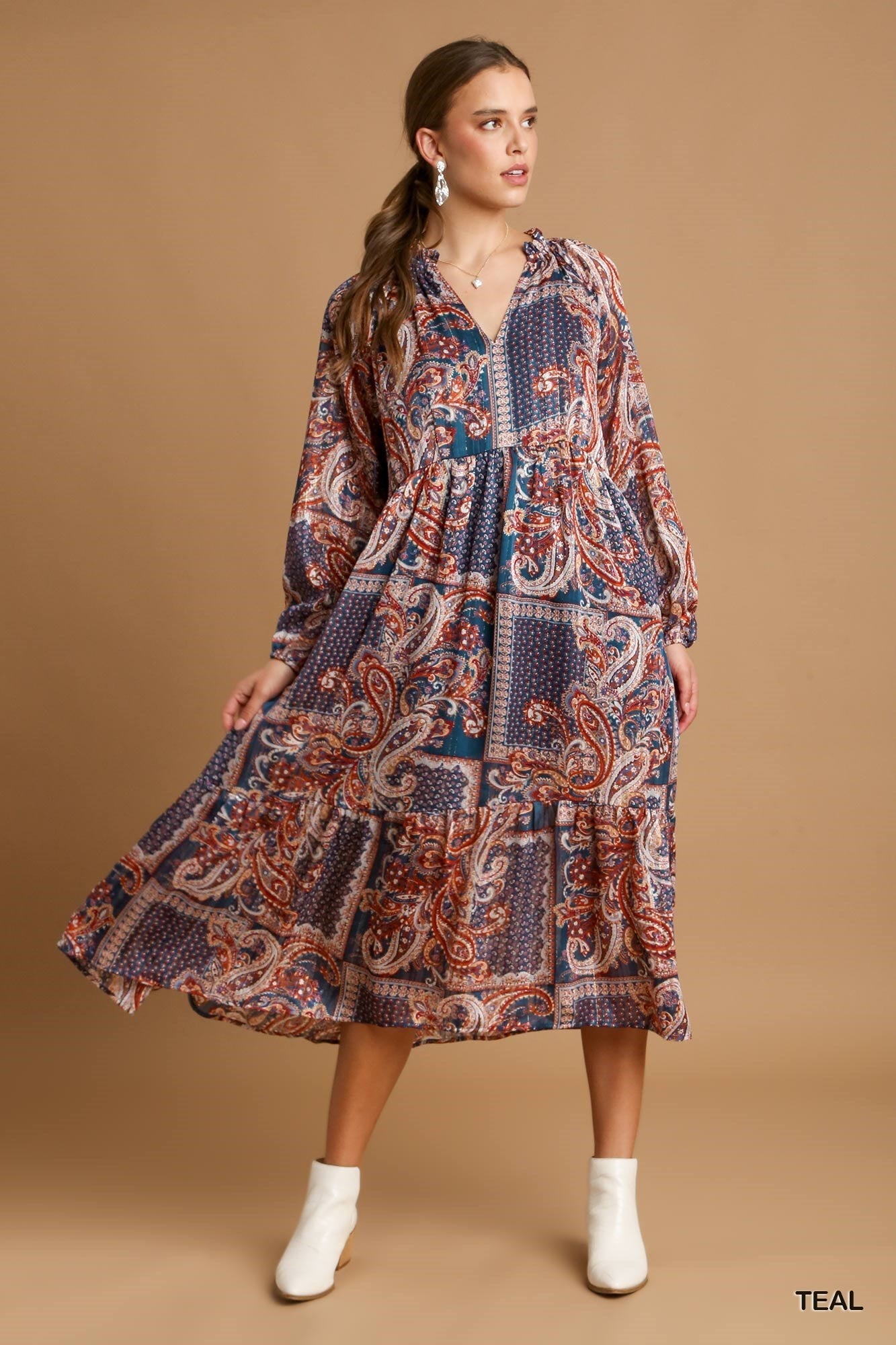 Metallic Paisley Maxi Dress
