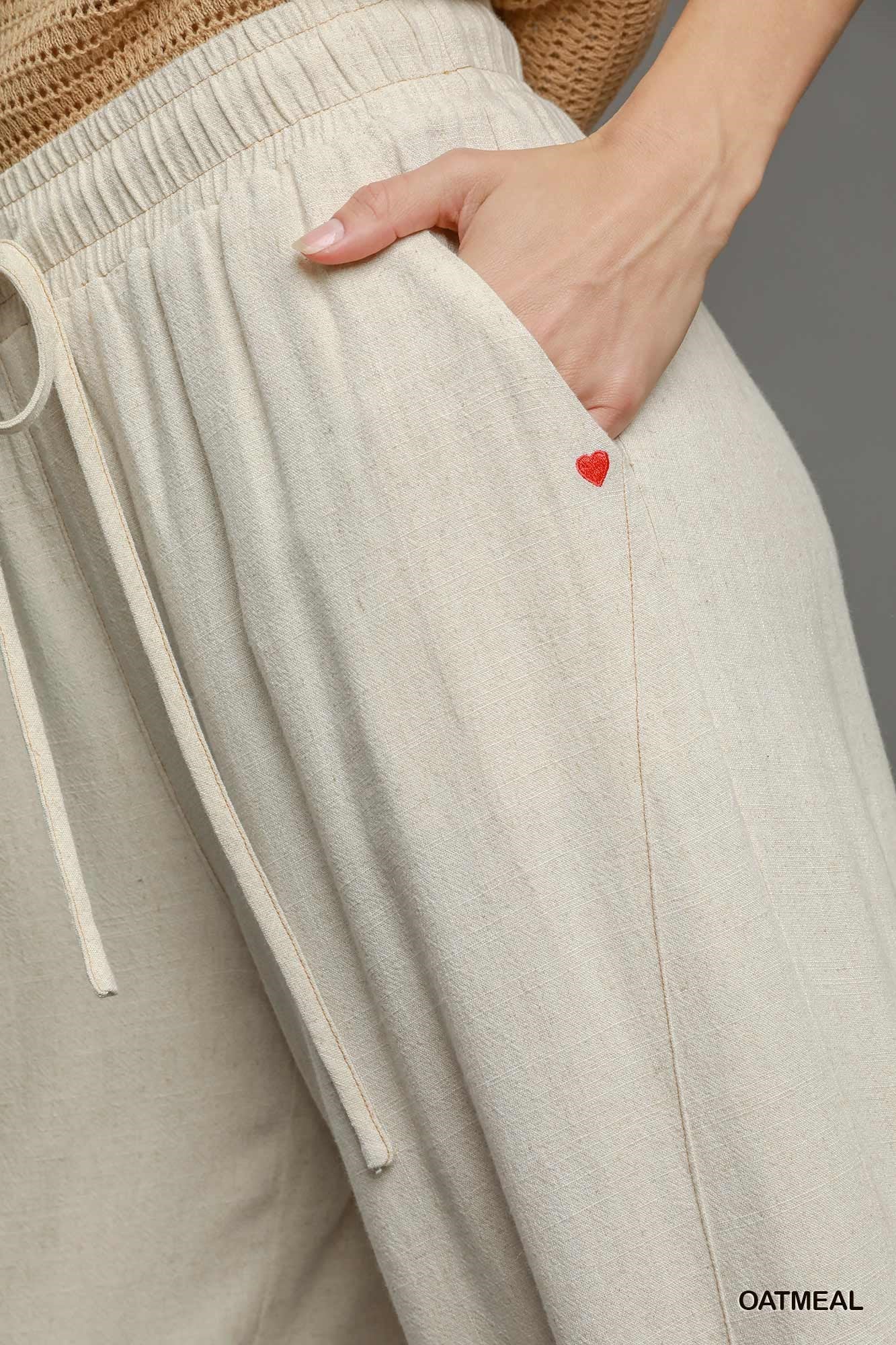 Happy Heart Linen Pant - Natural