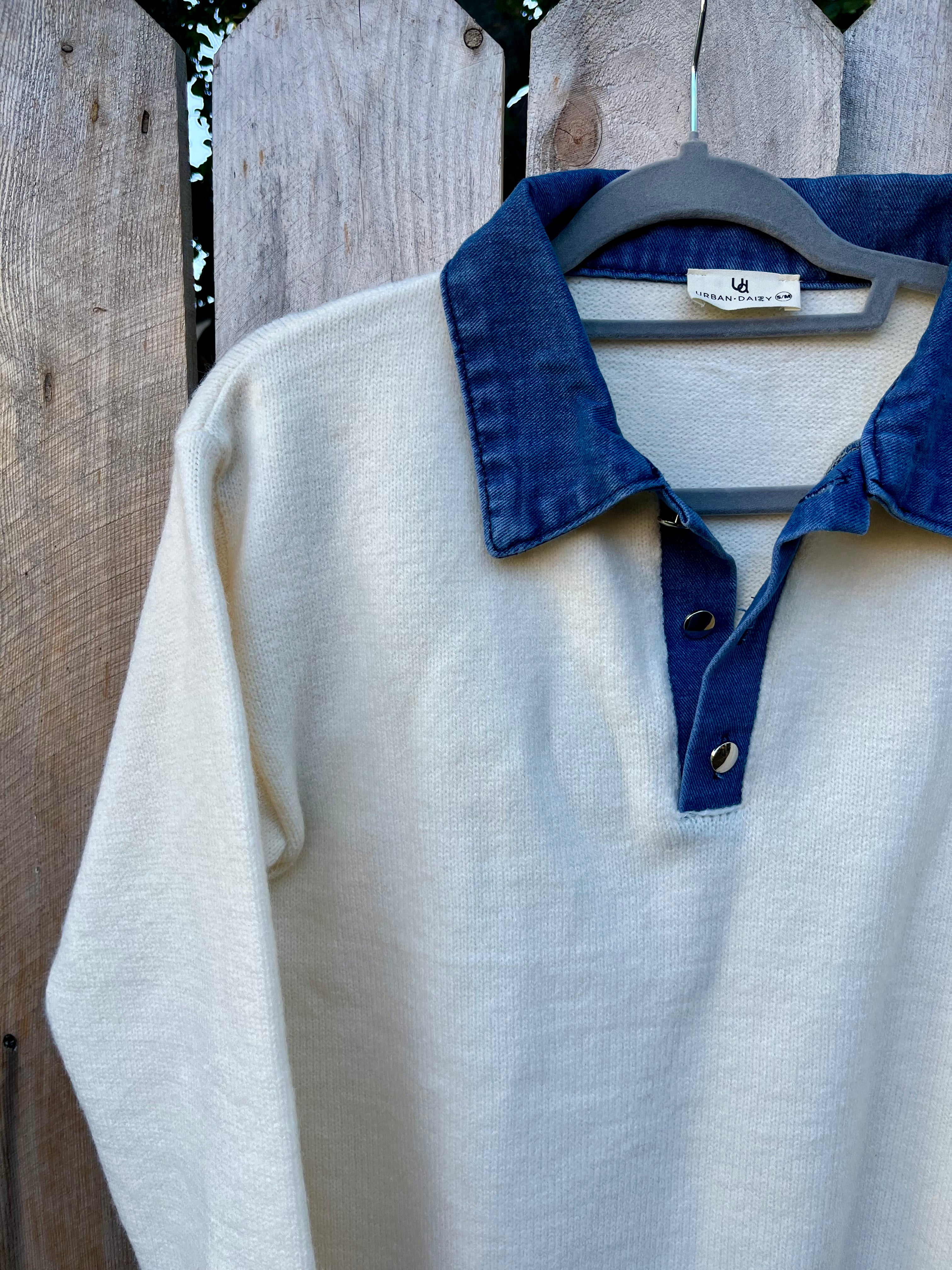 Denim Pop Sweater