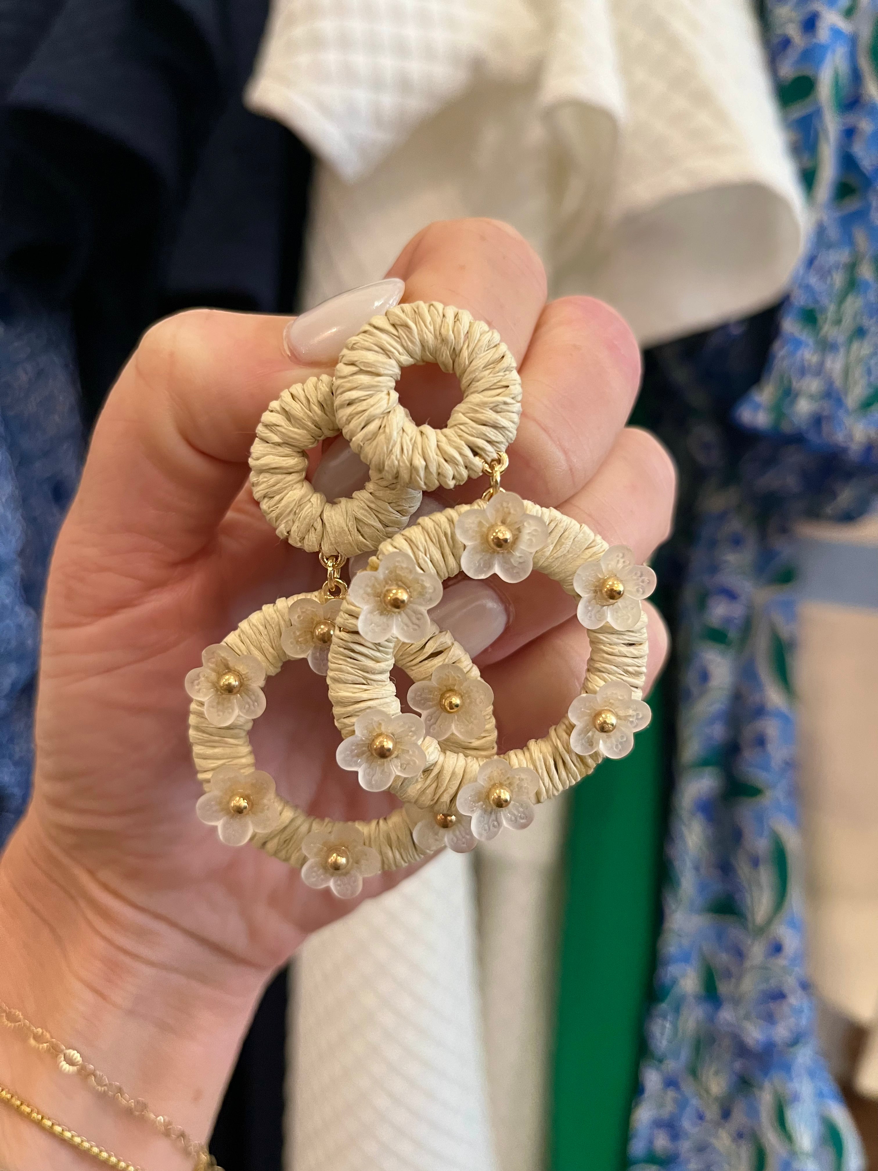 Raffia Wrapped Flower Hoops