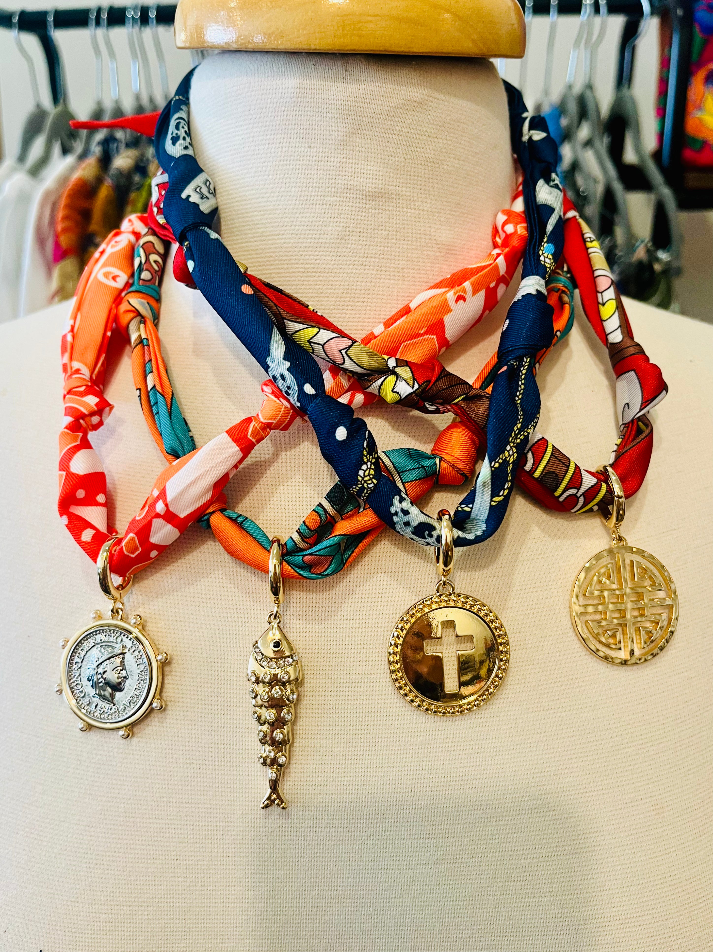 Scarf and Charm Necklace