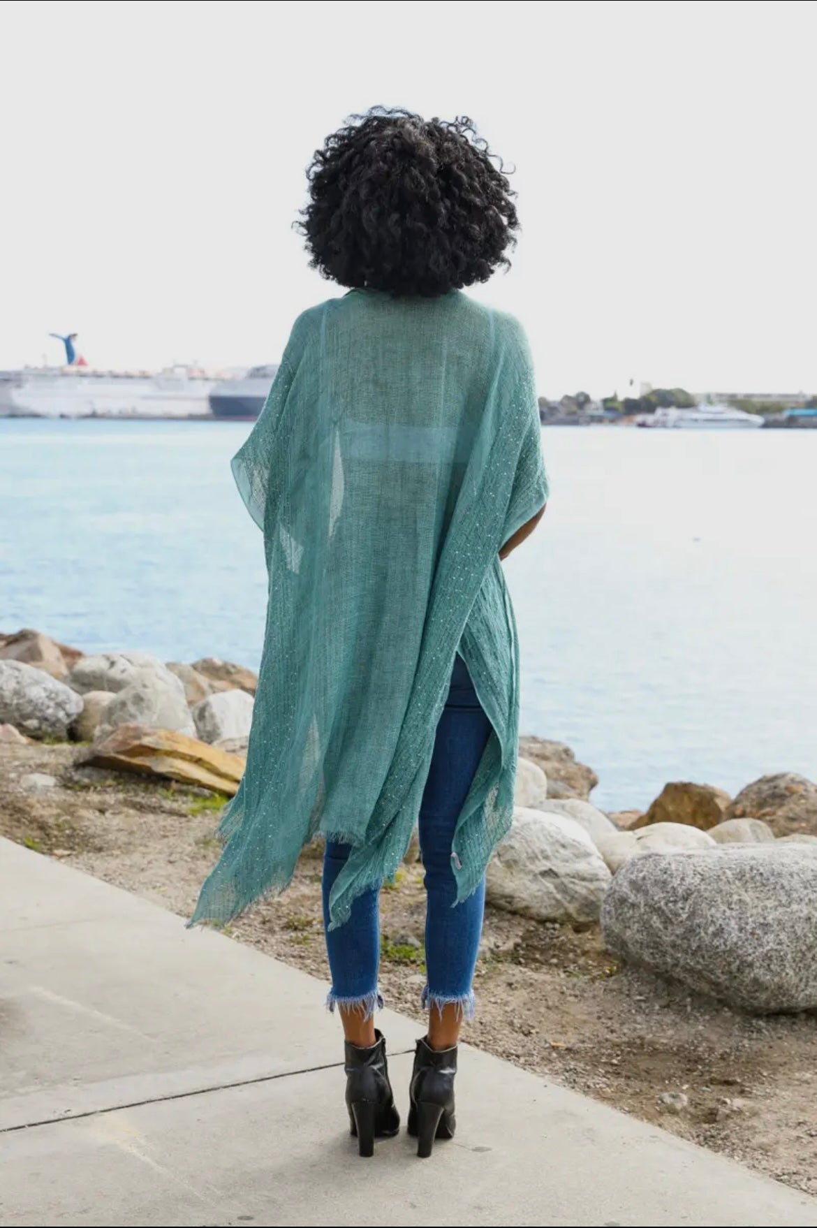 Open Weave Sequin Kimono