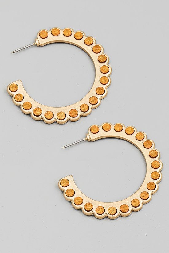 Wood Dot Hoops - Brown