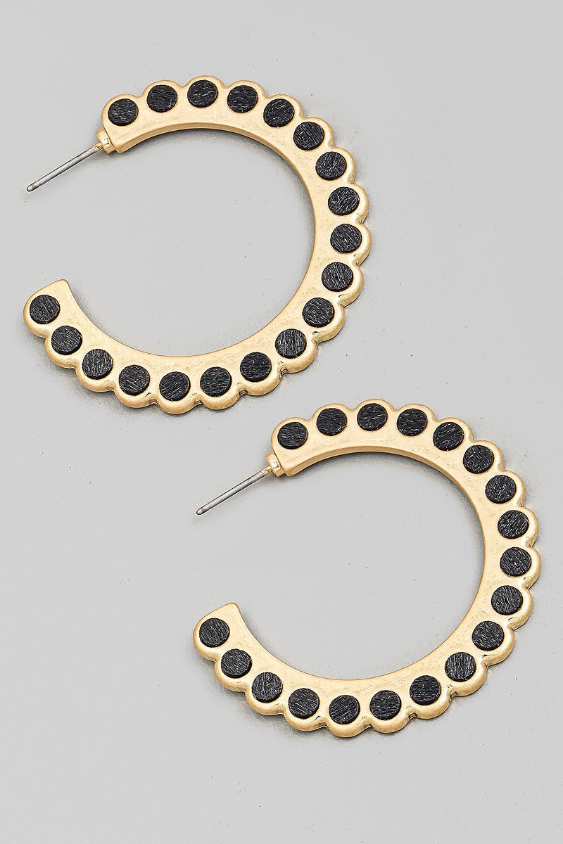 Wood Dot Hoops - Black