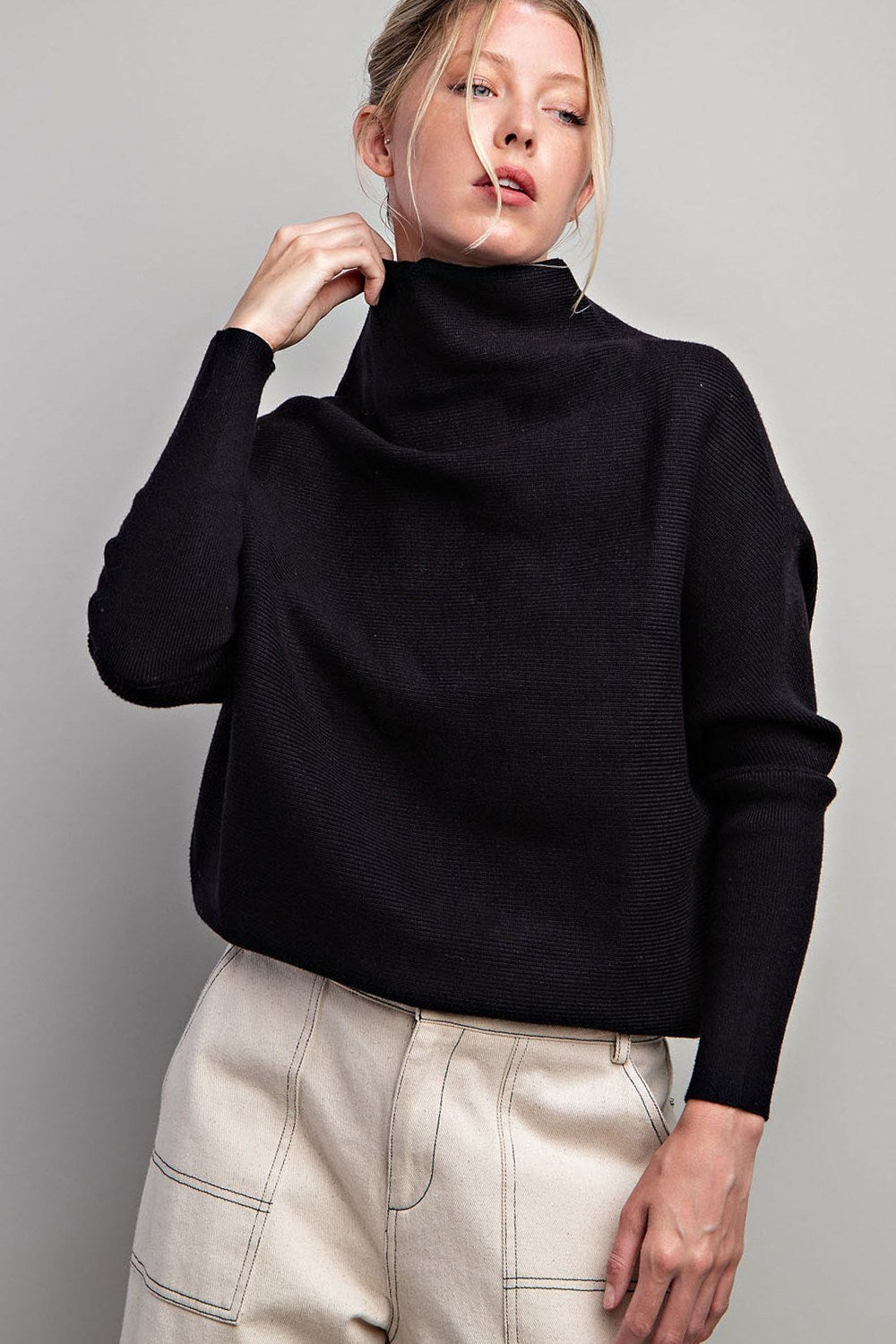 Slouchy Mock Neck Sweater