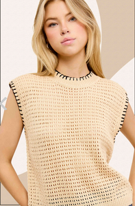 Crochet Knit Tank - Coconut