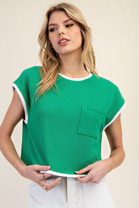 2 Tone Cap Top -Kelly Green/White