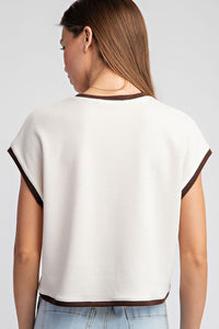 2 Tone Cap Top - Creme/Brown
