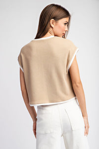 2 Tone Cap Top - Tan/Creme