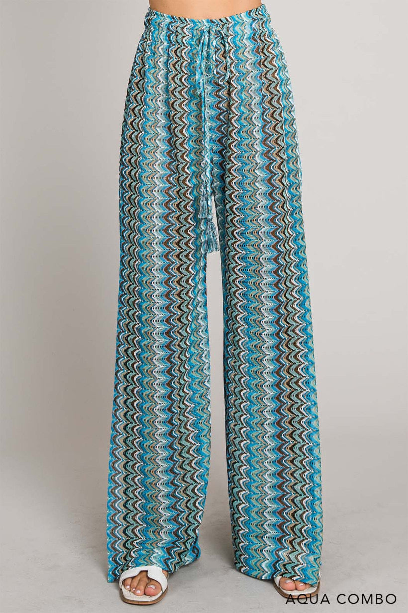 Crochet CoverUp Pant - Blue Mix