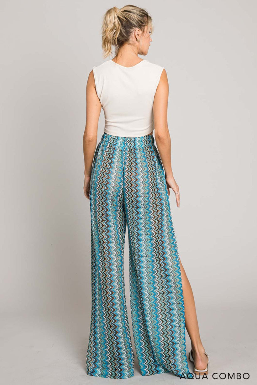 Crochet CoverUp Pant - Blue Mix