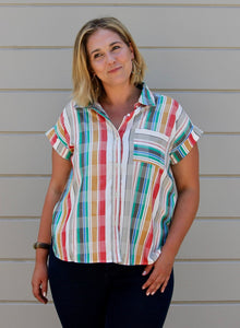 Rainbow Vertical Stripe Pocket Shirt