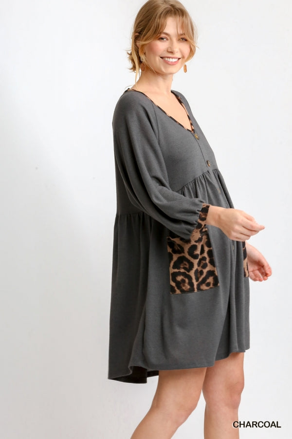 Animal Print Pocket Dress