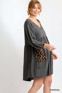 Animal Print Pocket Dress