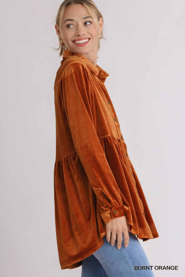 Velvet Tunic - Burnt Orange