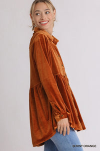 Velvet Tunic - Burnt Orange