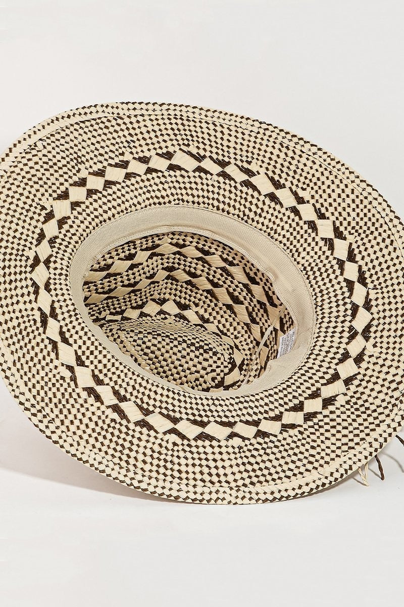 Two Tone Metallic Straw Hat