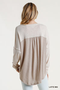 Two Tone Henley - Latte Mix