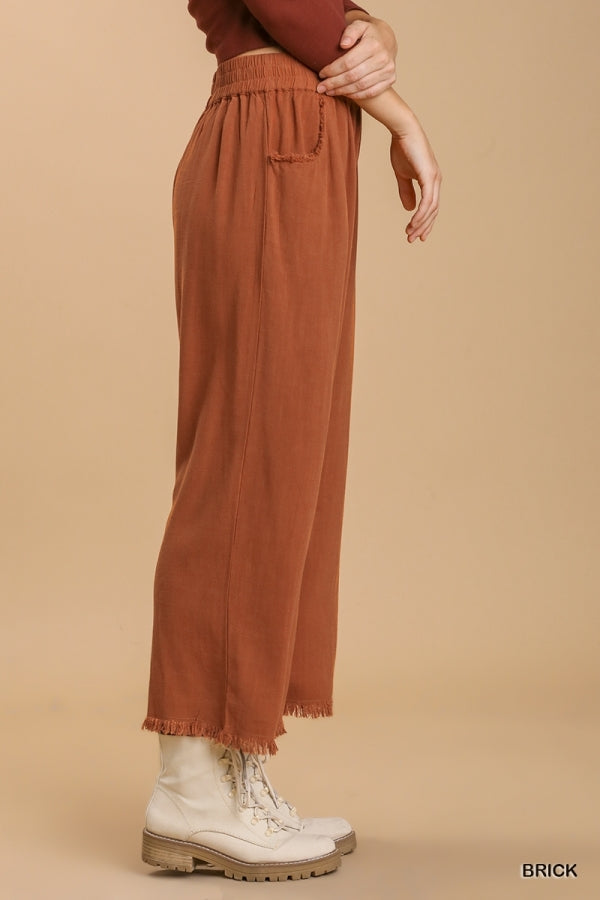 Wide Leg Linen Pant - Brick