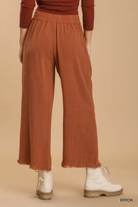 Wide Leg Linen Pant - Brick