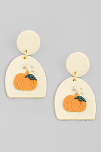 Clay Gold Leaf Pumpkin Earrings