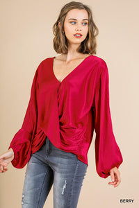 Satin Wrap Blouse