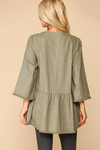 Two Toned Tunic - Olive